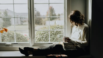 Creative quiet time on a window sill