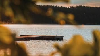 Floating dock on a serene lake