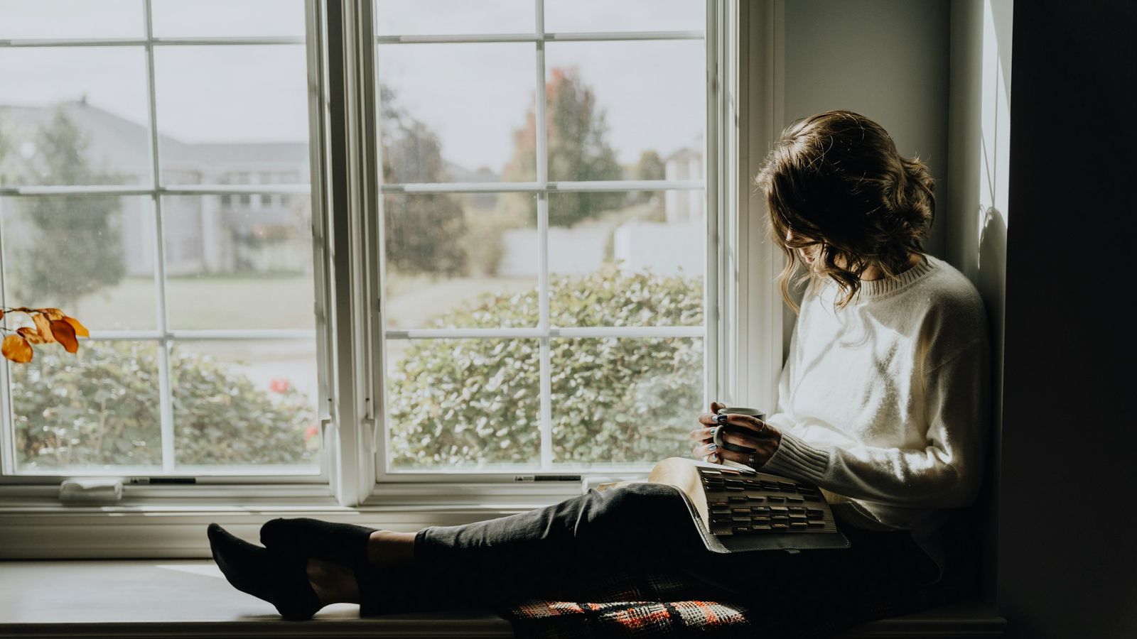Creative quiet time on a window sill