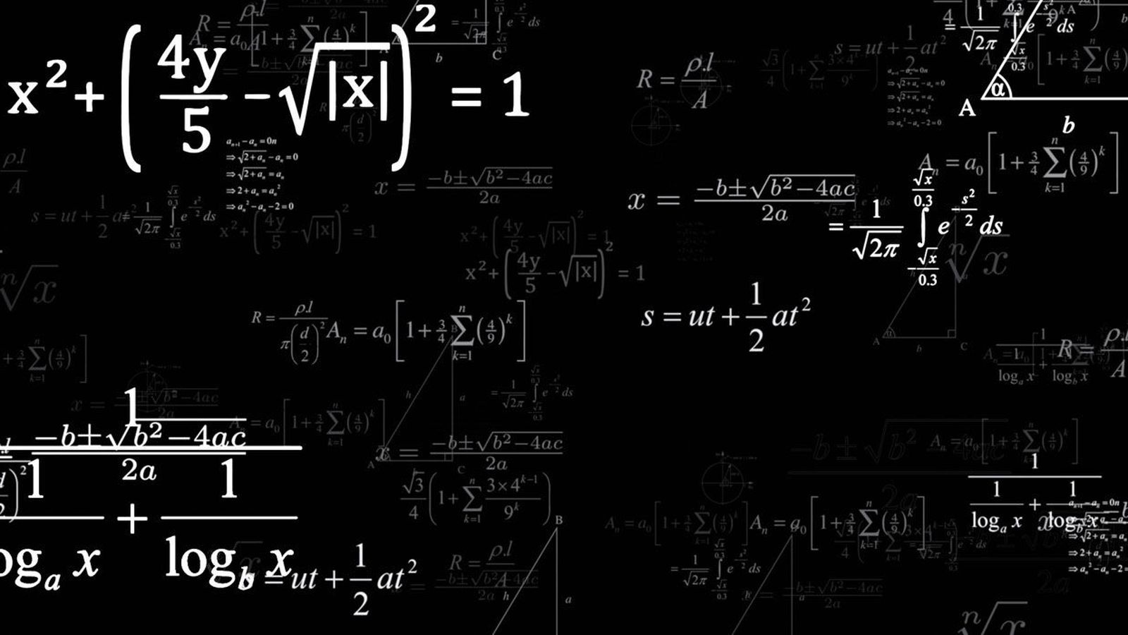 Blackboard covered in handwritten math equations and formulas