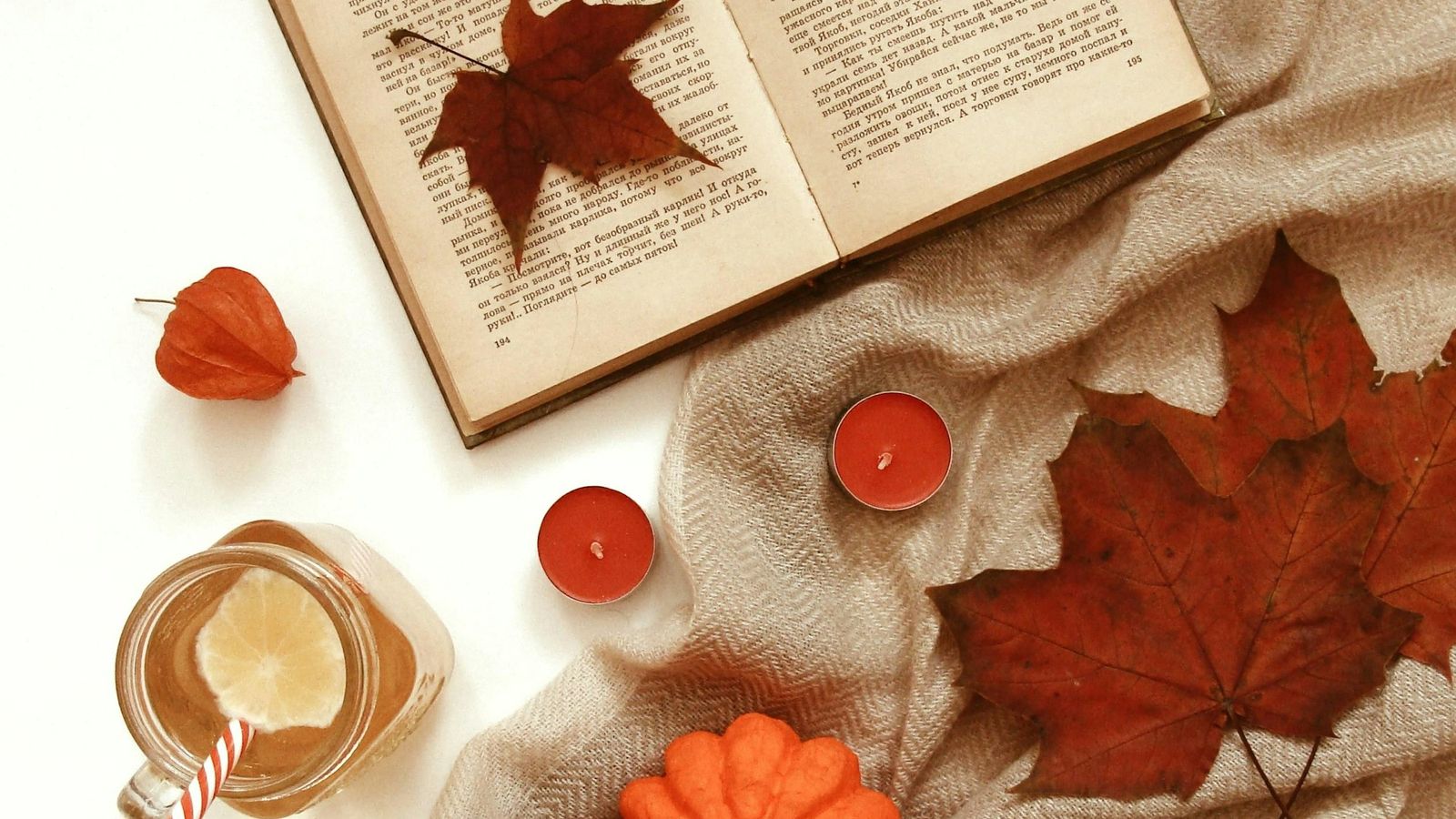 Autumn still life with warm seasonal touches